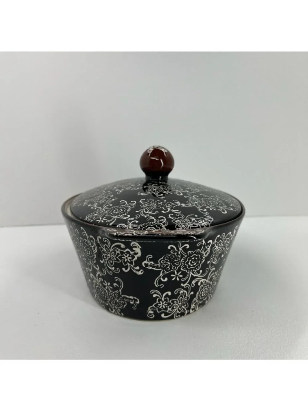 Blue Harbor Rare Ceramic Oval Casserole Dish Covered Baker Lid Oven Safe Black
